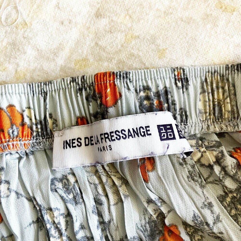 Uniqlo Ines De La Fressange Size Small Crinkle Pleated Floral Print Maxi Skirt - Picture 3 of 6